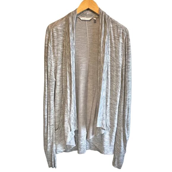 Athleta Spacedye Gray Pranayama Wrap Open Front Cardigan - size Small Petite - Picture 1 of 7